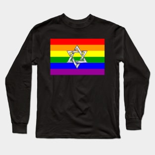 Gay Praid Rainbow Flag Jewish Star of David Long Sleeve T-Shirt